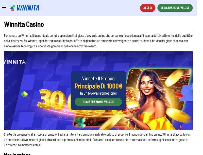 Vai alla Winnita Casino: Offriamo Informazioni e Accesso alla Piattaforma
